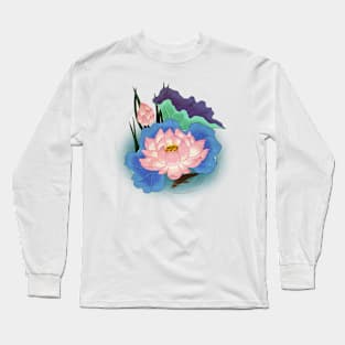 Minhwa: Lotus and Carp B Type (Korean traditional/folk art) Long Sleeve T-Shirt